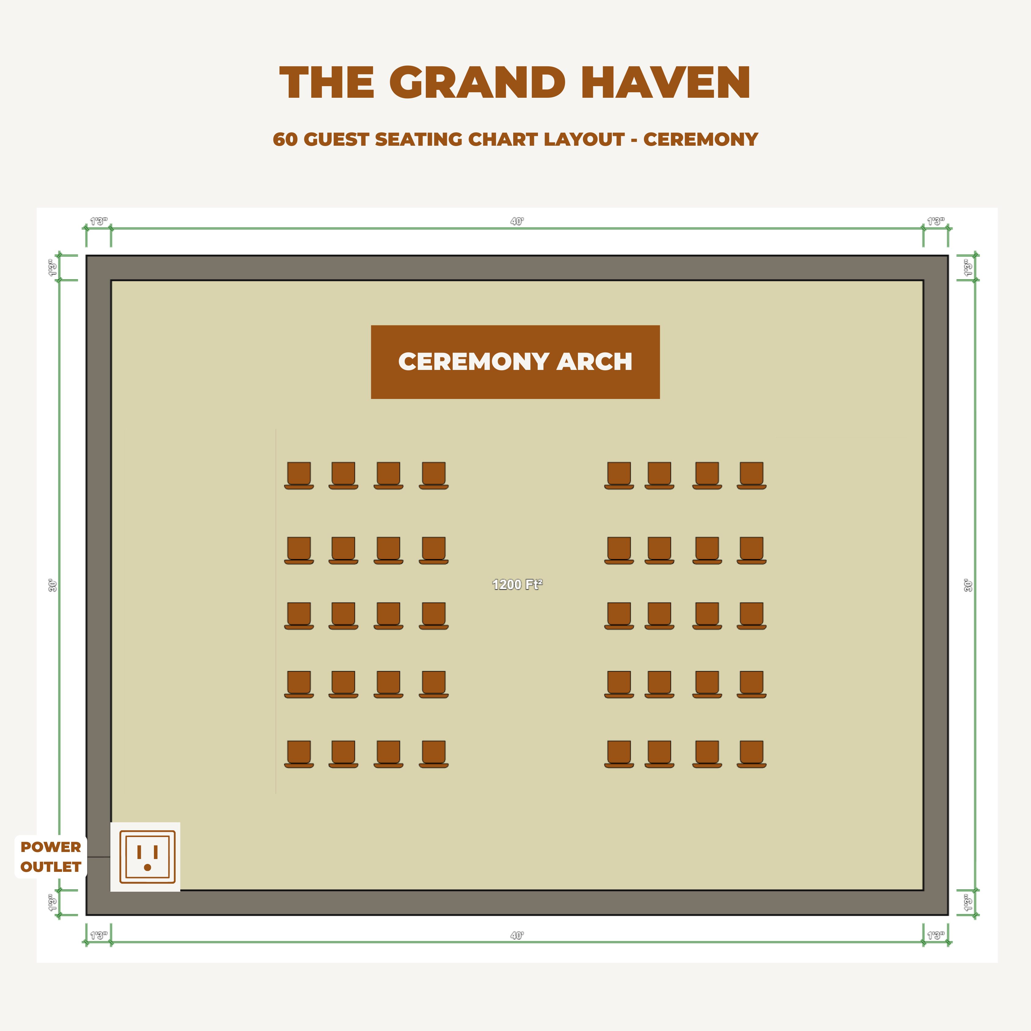 Outdoor Ceremony Seating Layout - 60 Guests