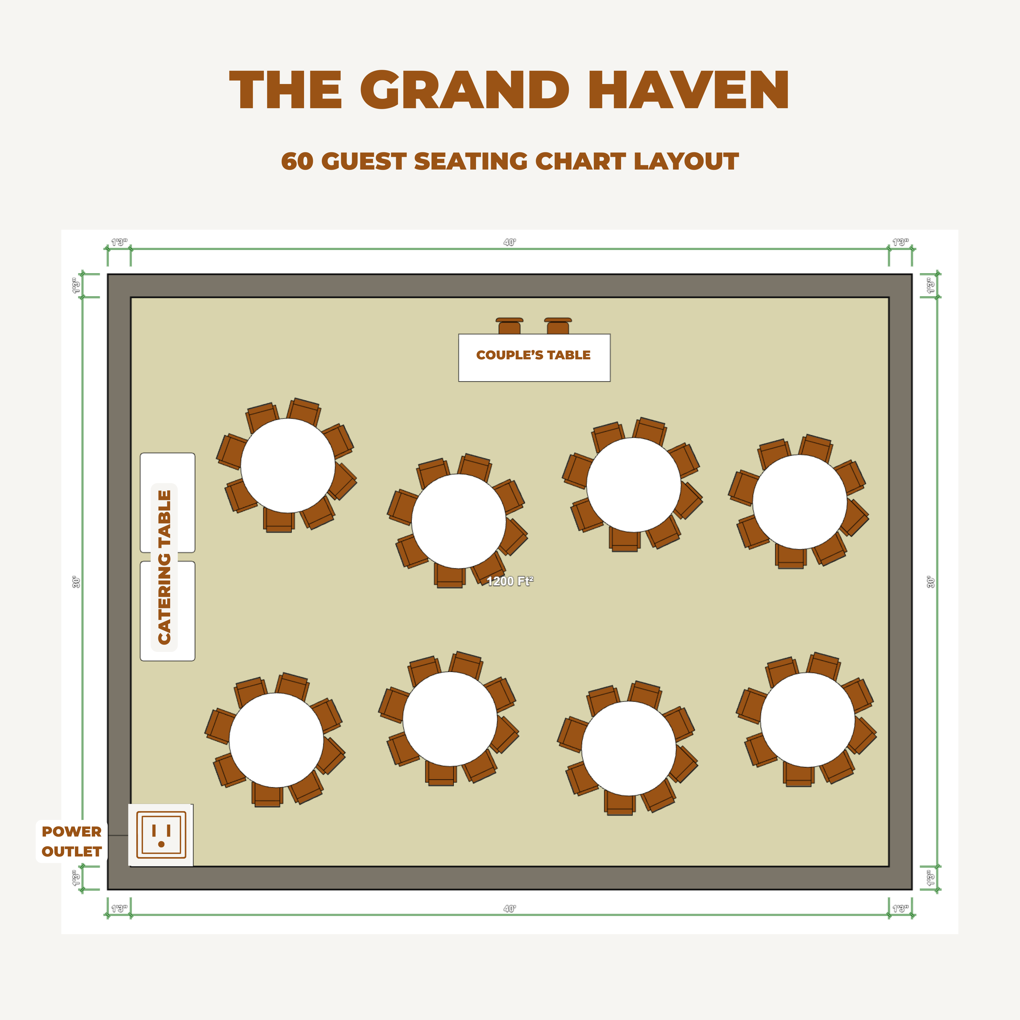 Outdoor Reception Layout - 60 Guests