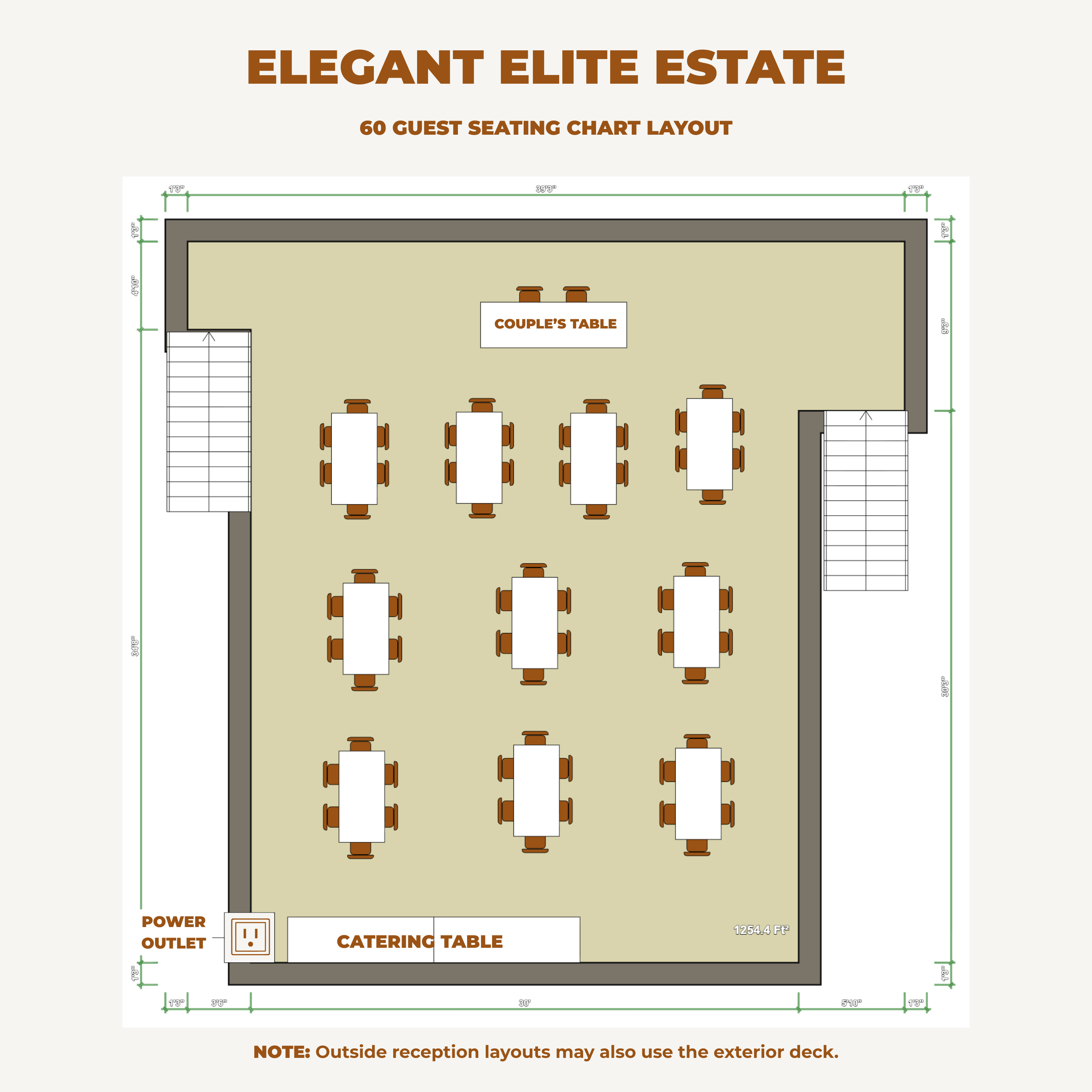 Outdoor Reception Layout - 60 Guests