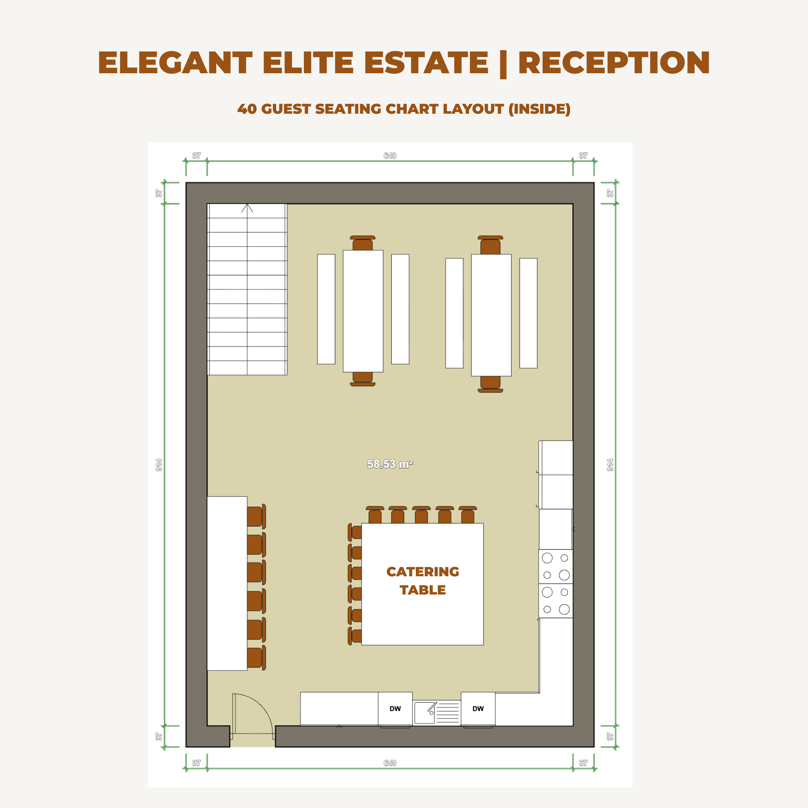 Indoor Reception Layout - 40 Guests