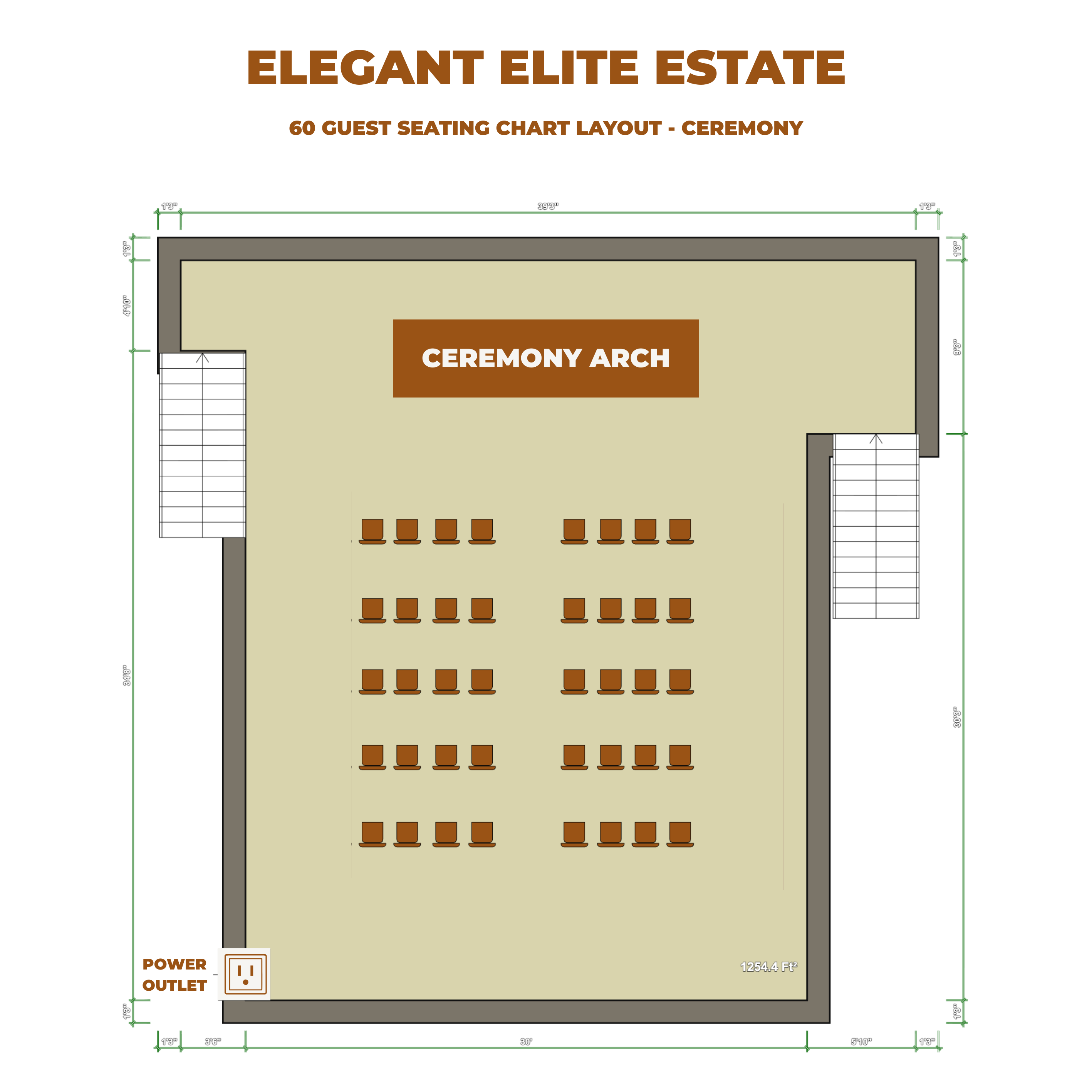 Outdoor Ceremony Seating Layout - 60 Guests