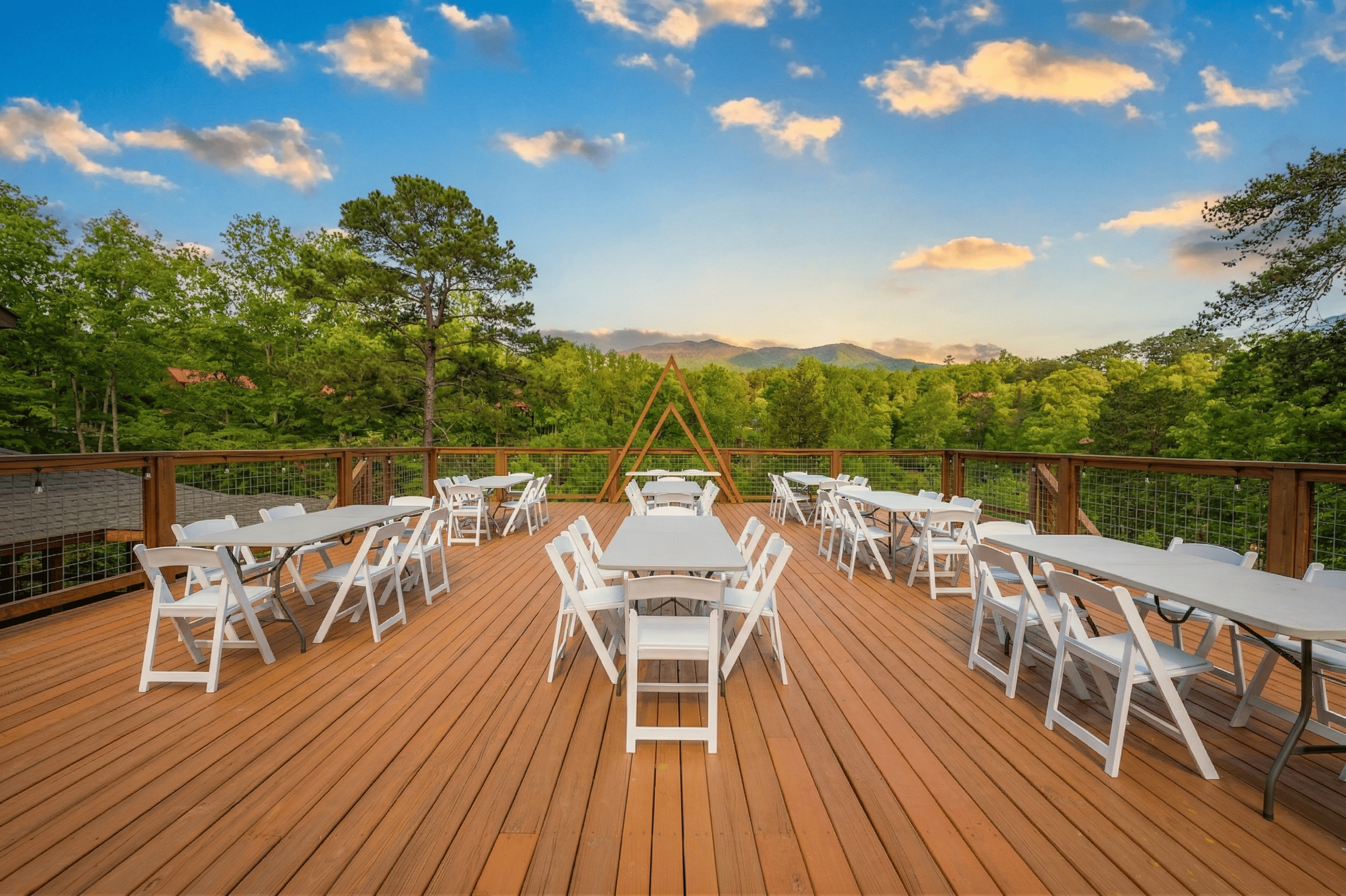 Outdoor reception layout for 45 - 60 guests