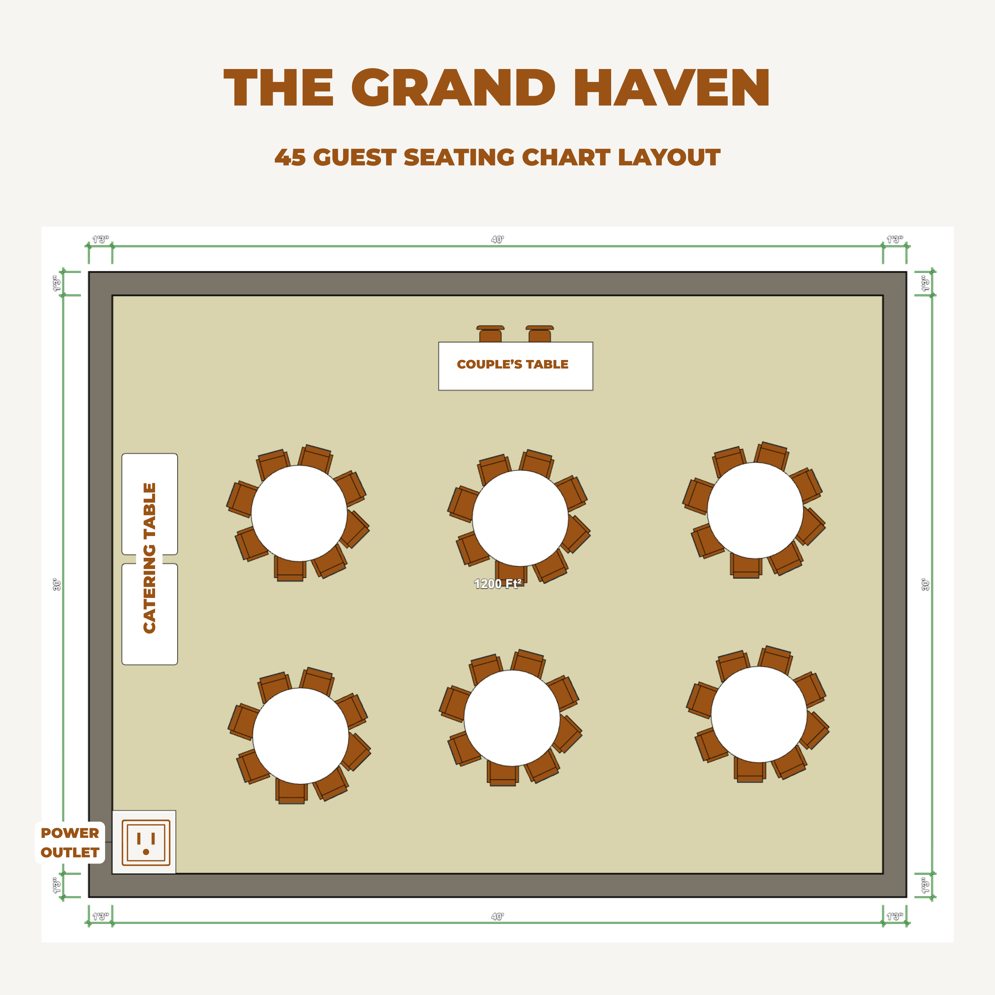 Outdoor Reception Layout - 45 Guests