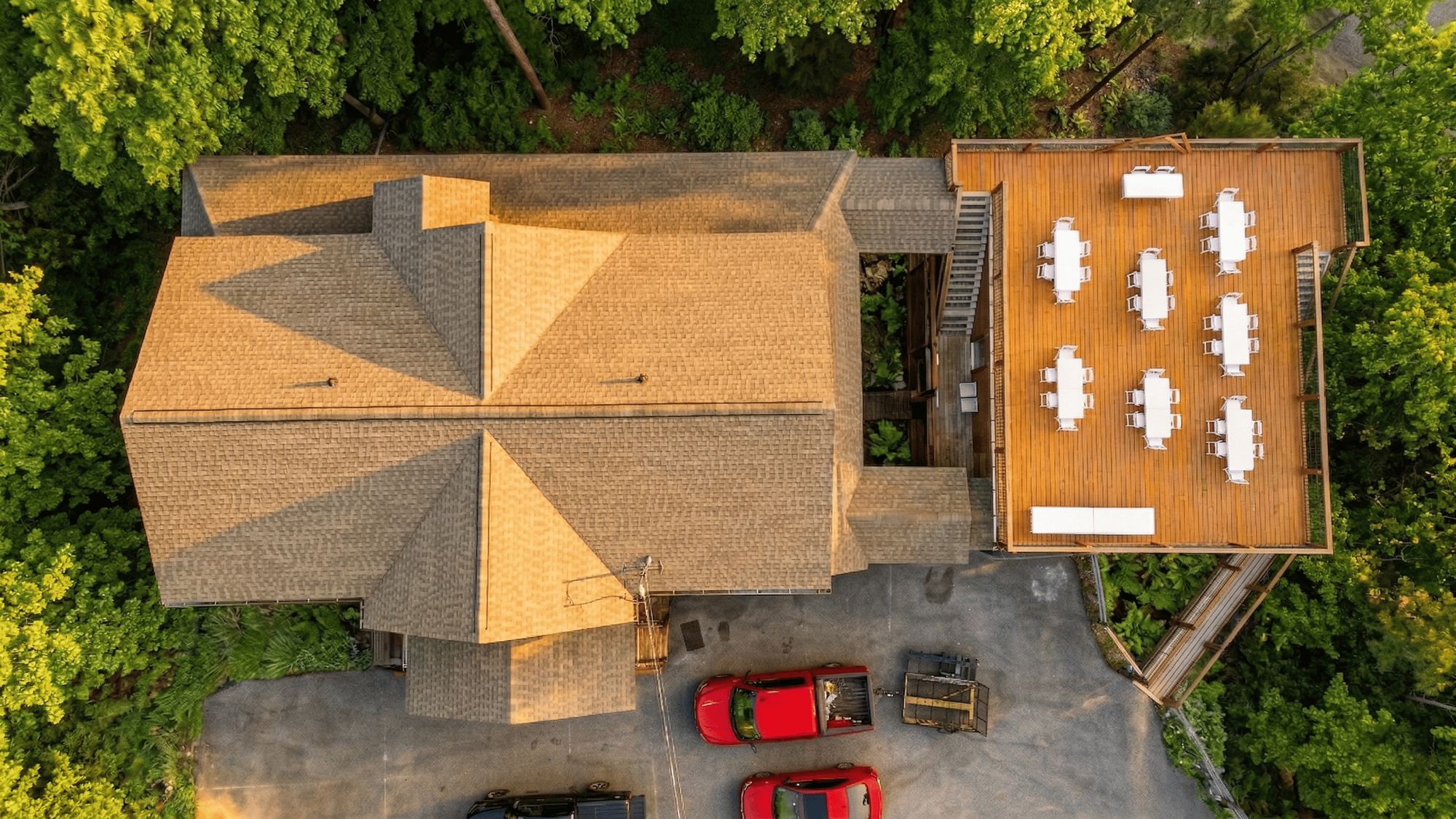 Aerial drone view of Elegant Elite Estate luxury wedding venue