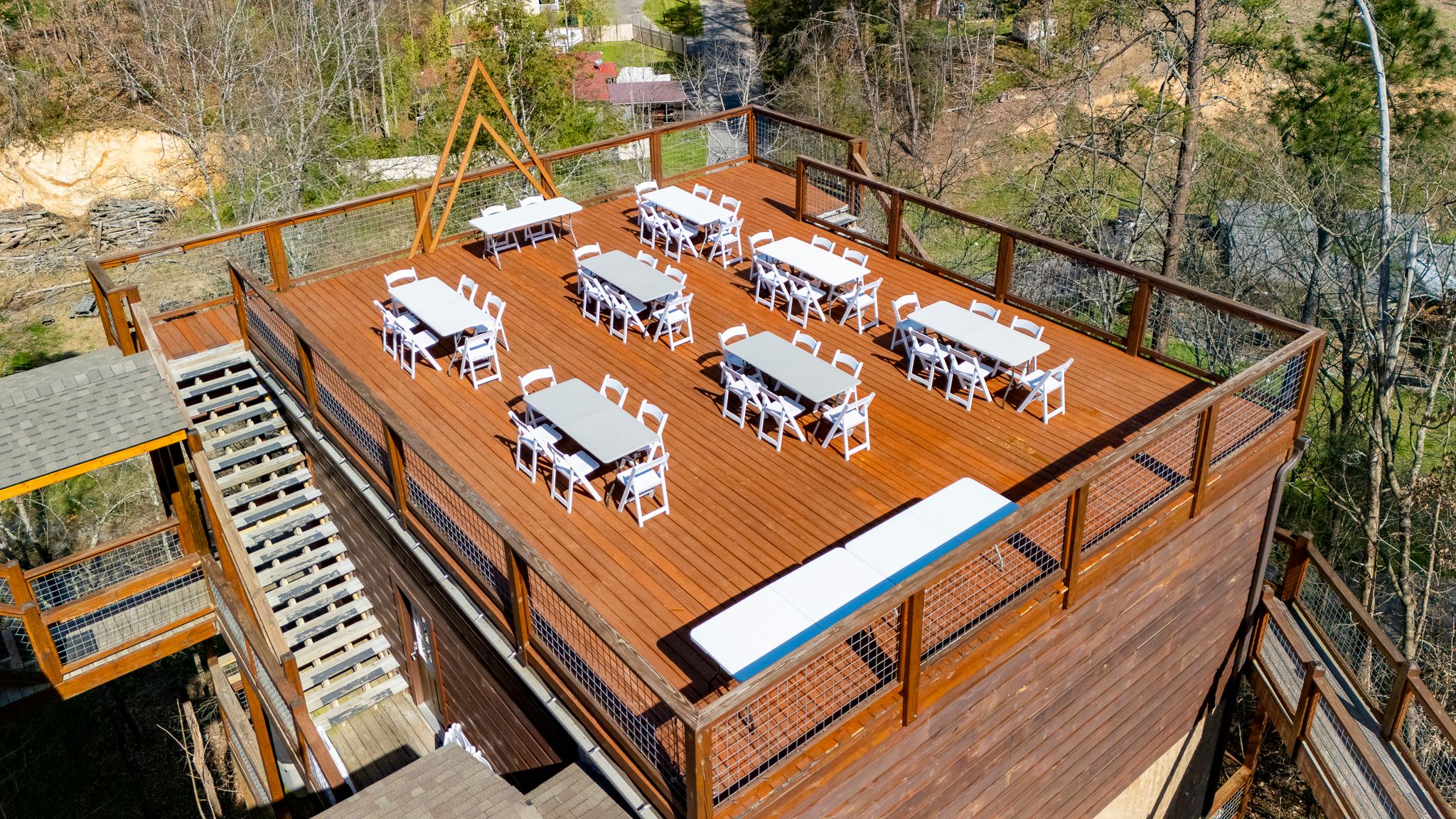 Outdoor reception layout for 45 - 60 guests