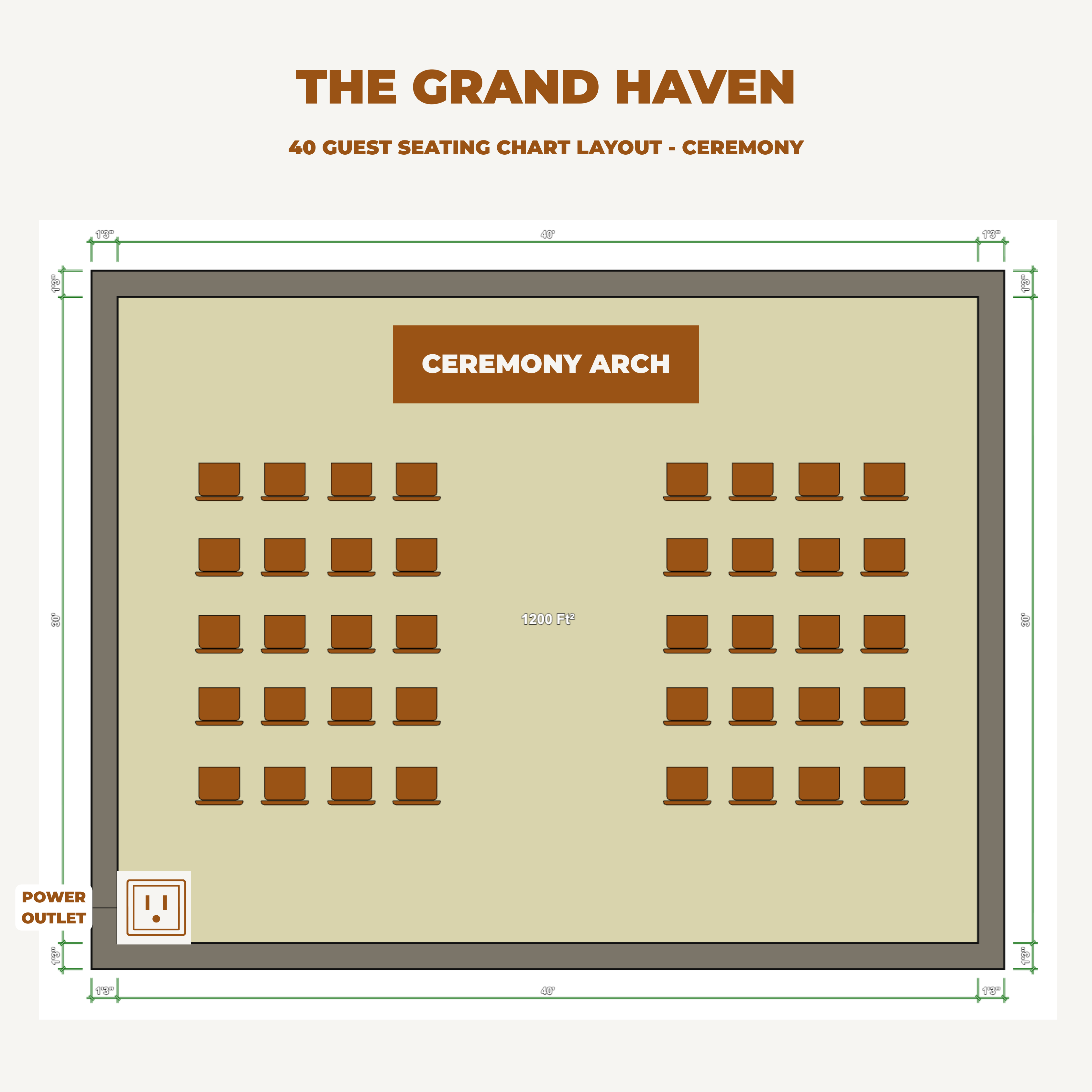 Outdoor Ceremony Seating Layout - 40 Guests