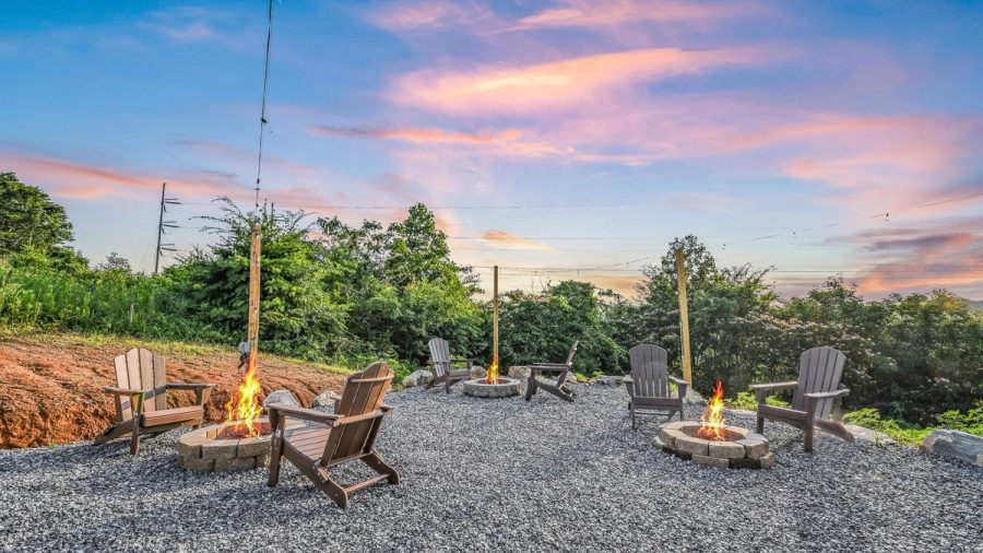A shared outdoor firepit for evening gatherings