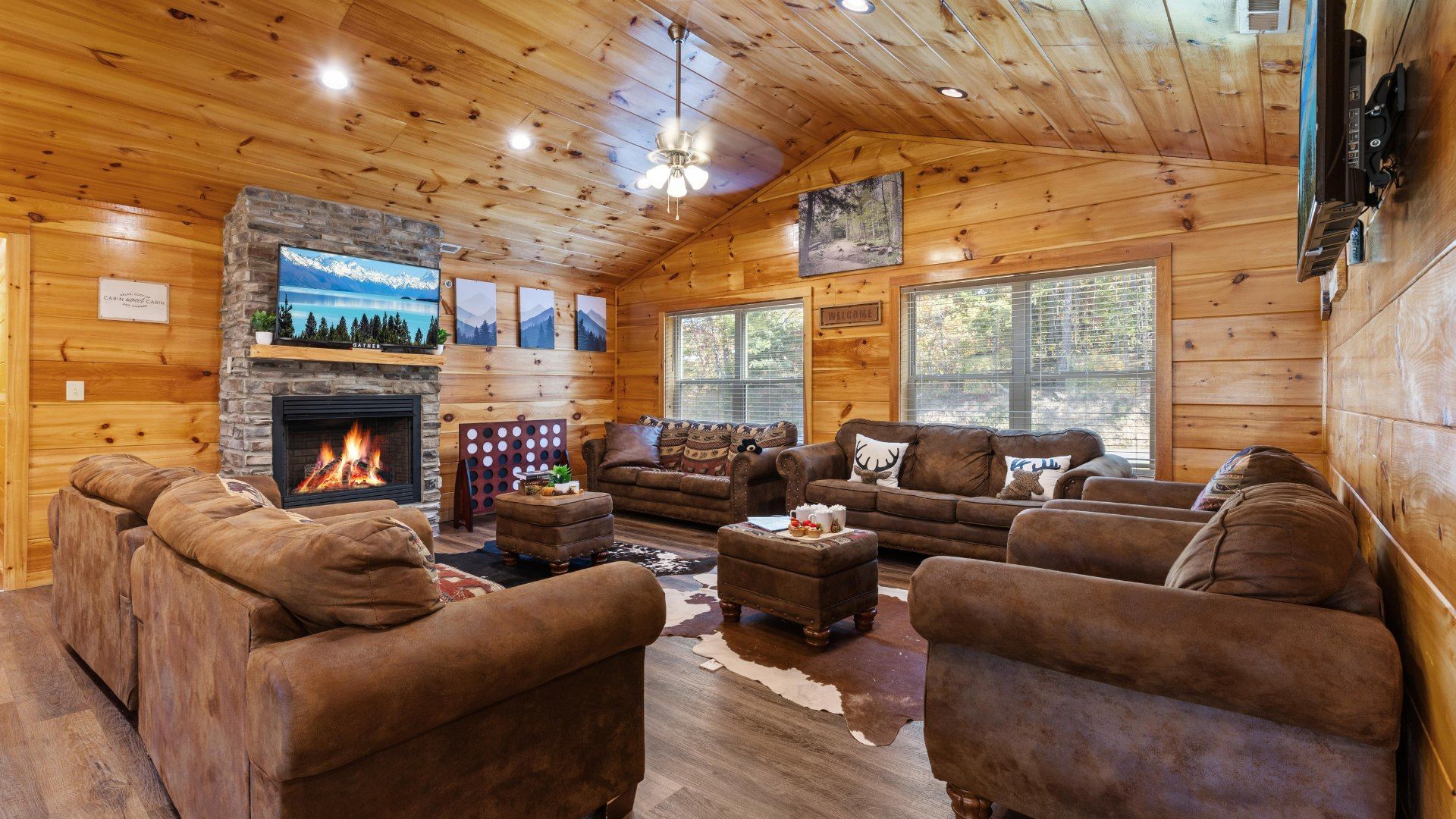 A communal living room with additional seating.