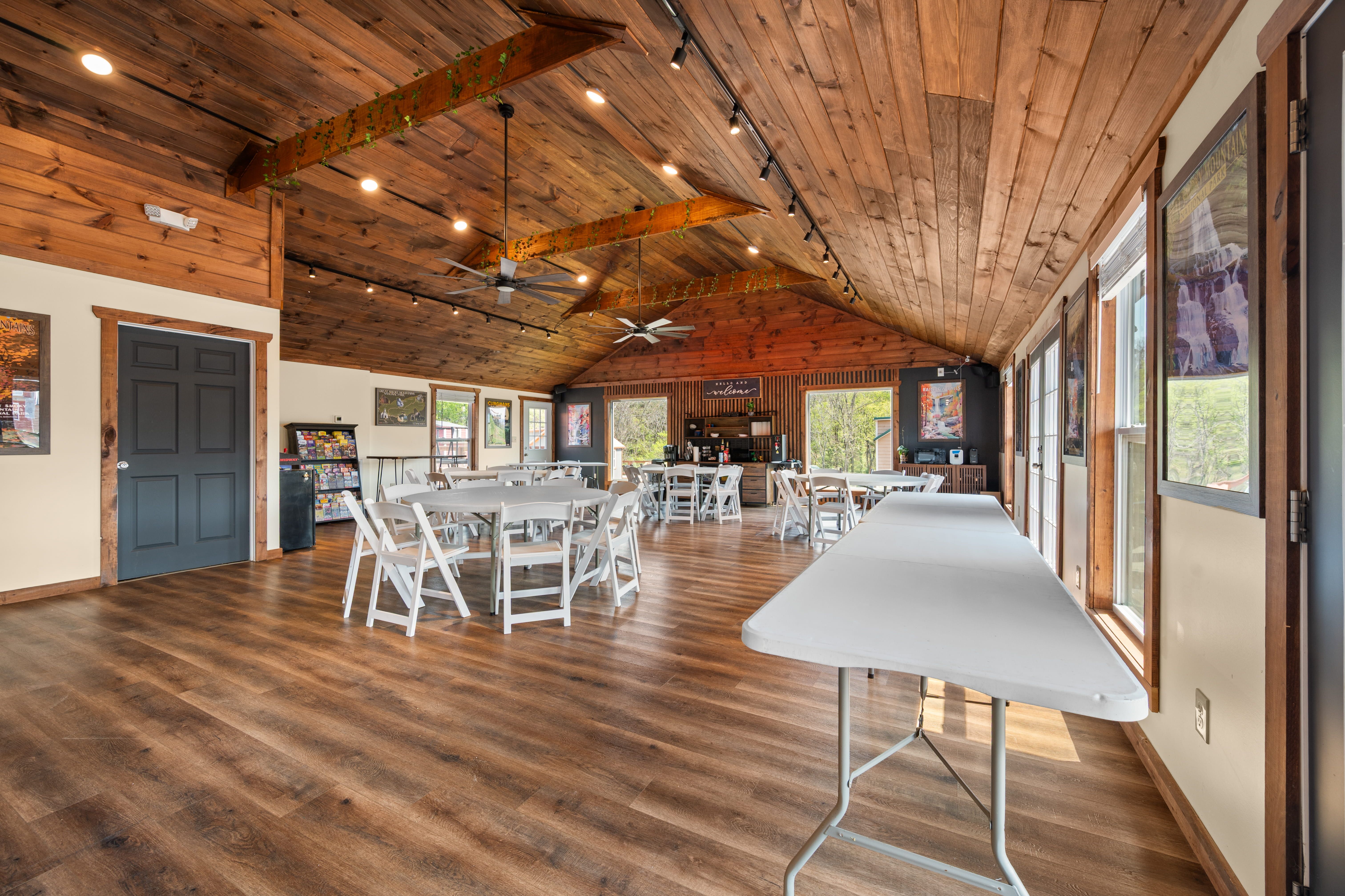 Indoor reception options accommodating up to 60 guests.