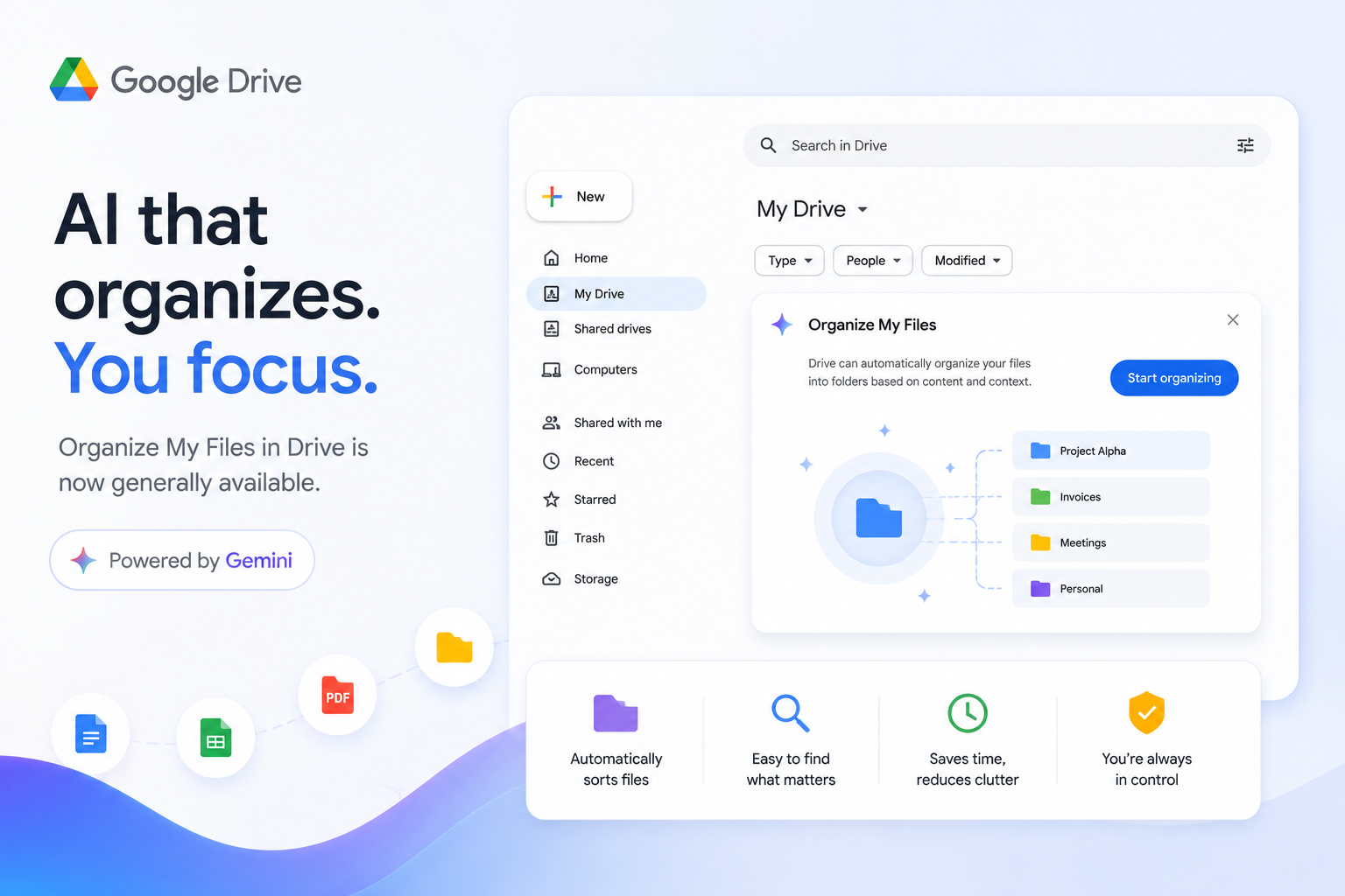 Google Drive’s AI-Powered “Organize My Files” Feature Is Now Generally Available