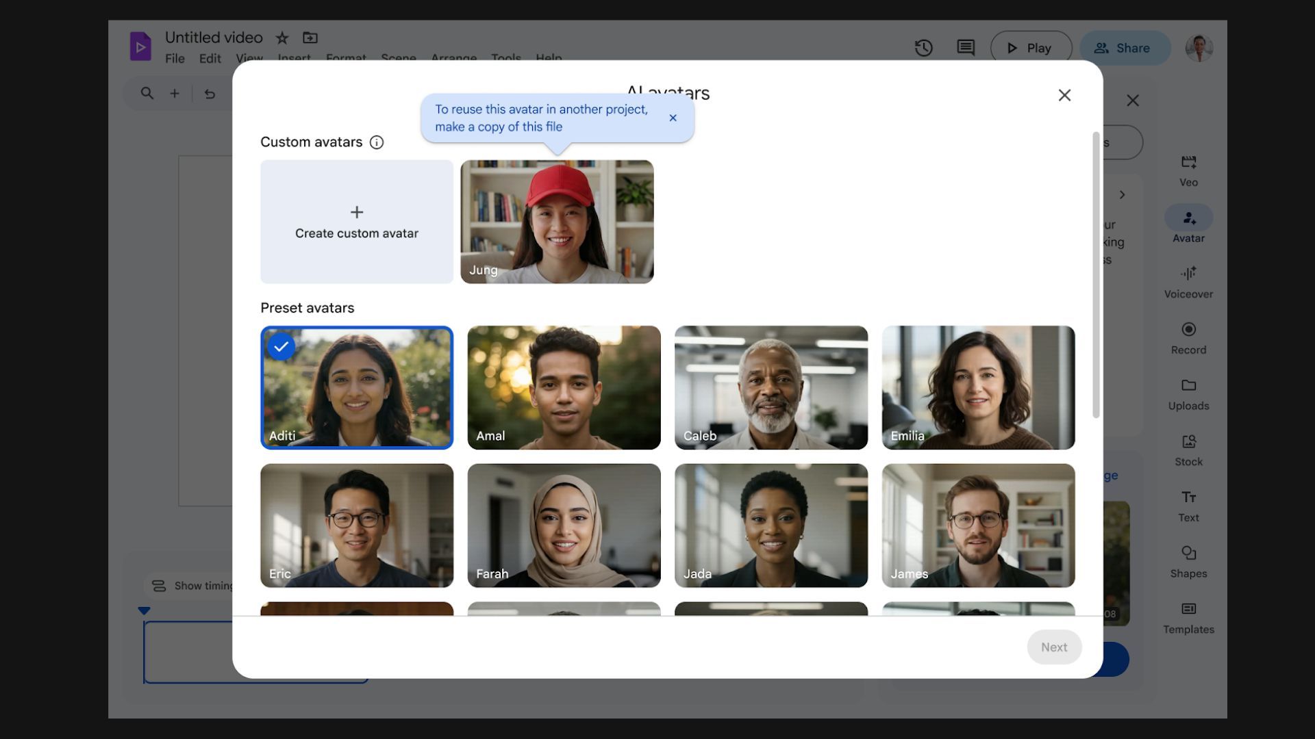Create and Refine Custom AI Avatars in Google Vids