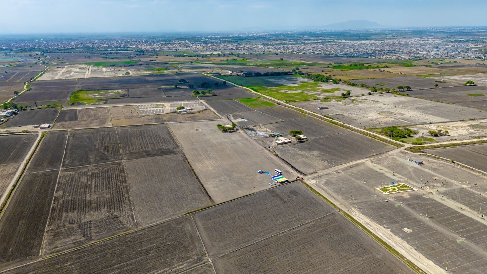 Vista aérea panorámica del proyecto de lotes Expande de Lambayeque III