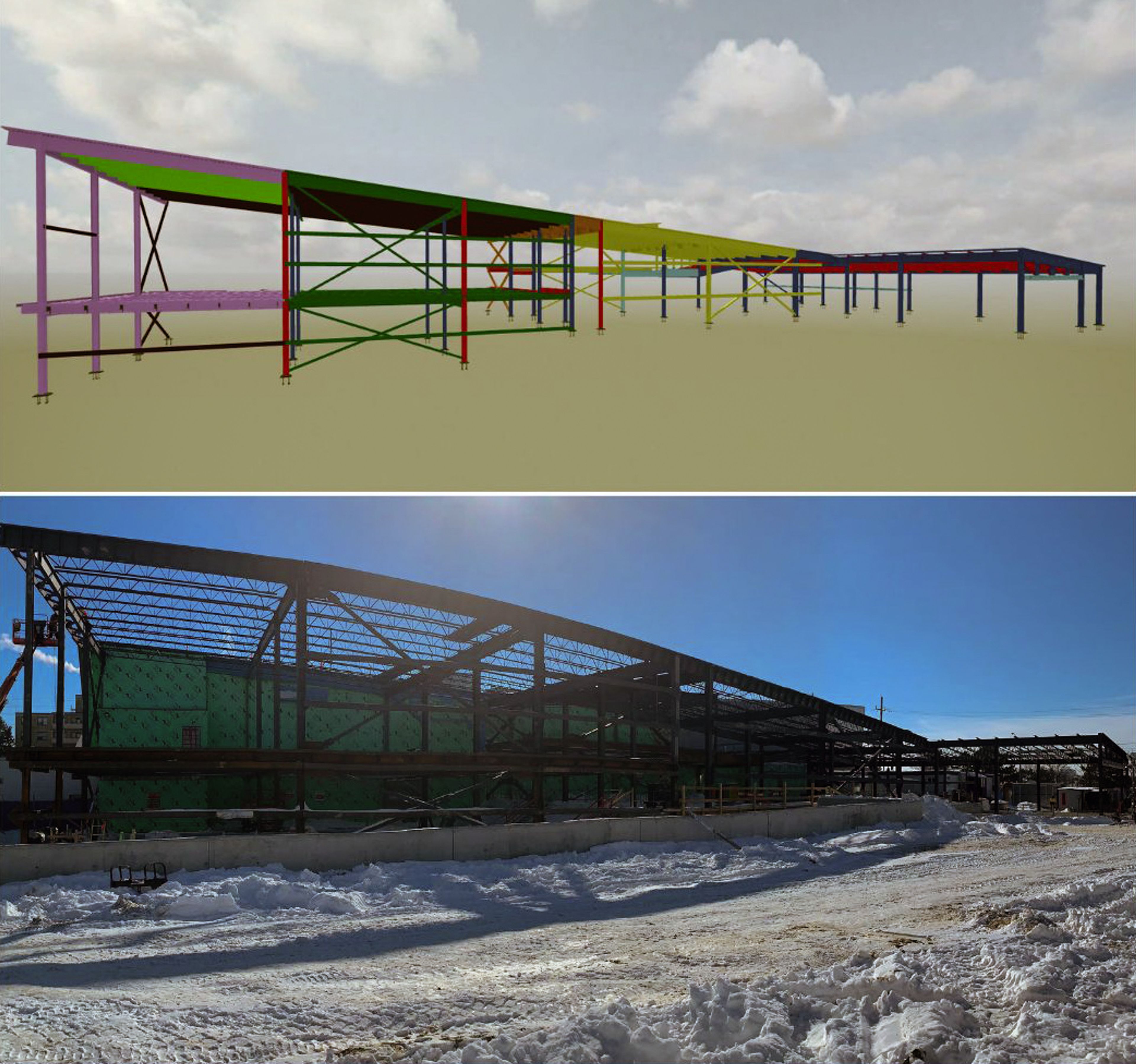 Steel Progress Model Side by Side with Current Image