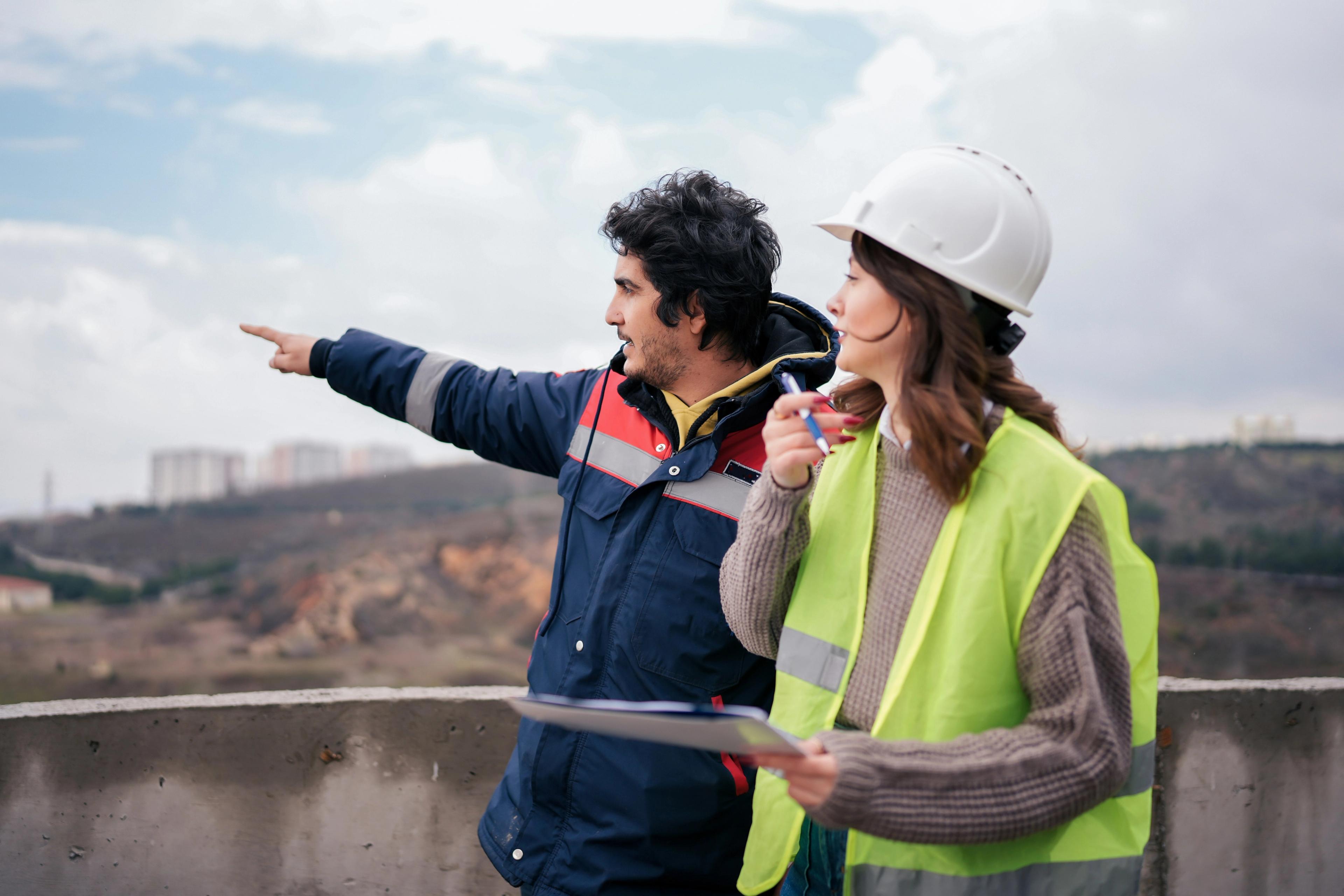 A construction team discussing 