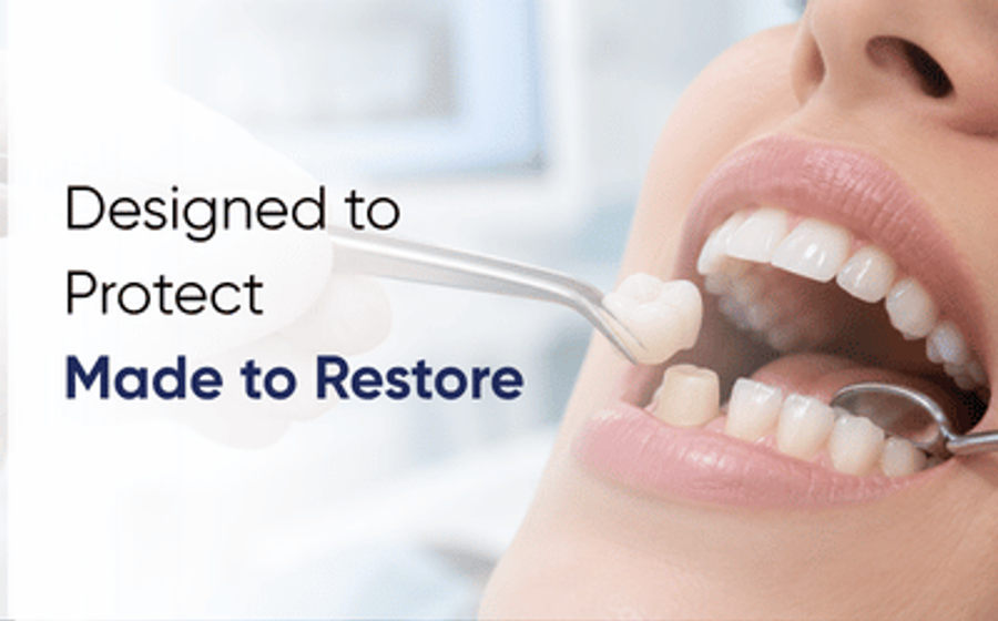 Dentist placing a dental crown on a discolored tooth in Multan at DentoCorrect
