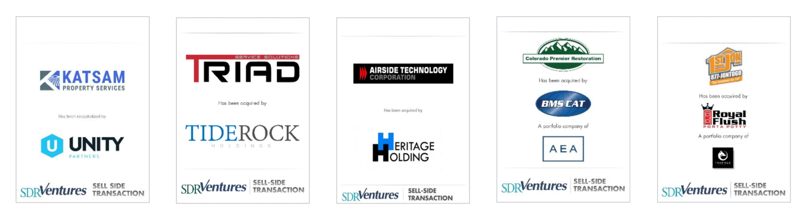 Row of company logos representing selected completed transactions within the Industrial and Infrastructure Services industry.