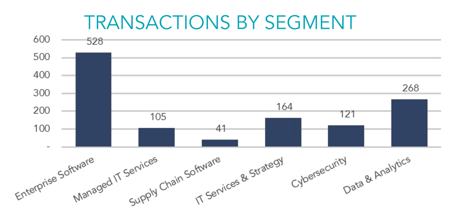 Bar Graph of transactions by segment in the software & IT industry.