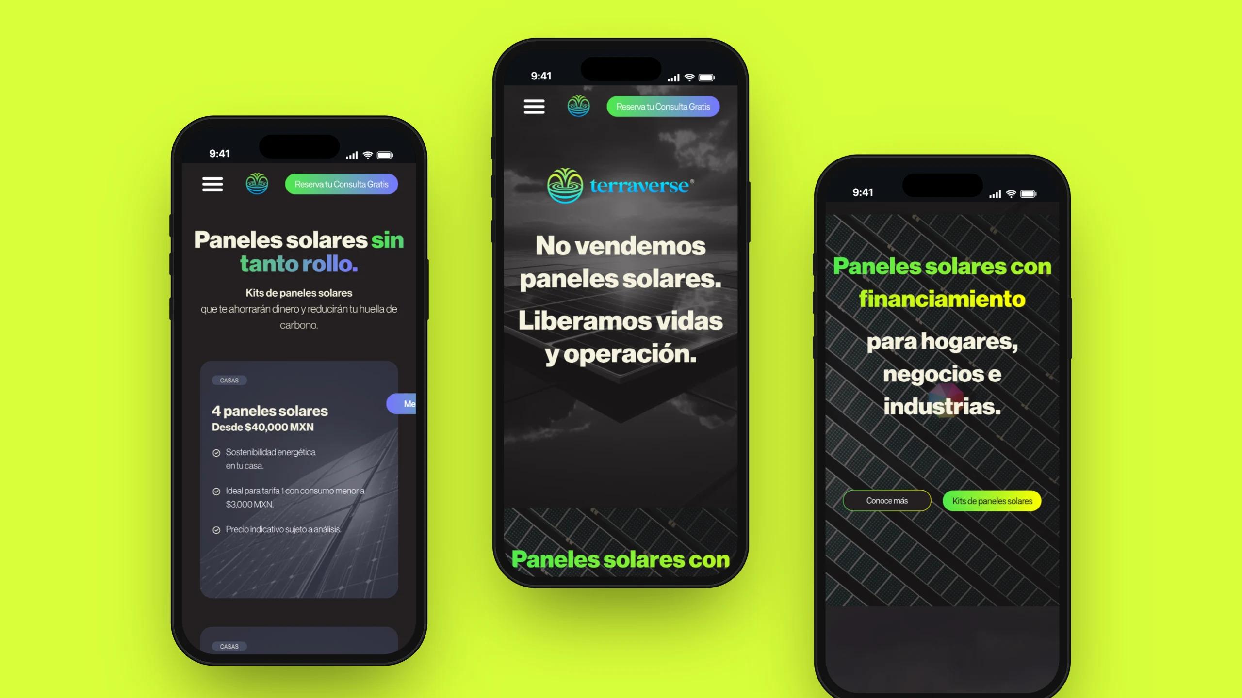 Terraverse — kits, home y financiamiento en iPhone