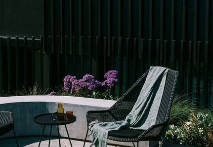 WGU Design outdoor furniture and Norsu Interiors throw blanket towel in landscape architecture and garden design by Mint