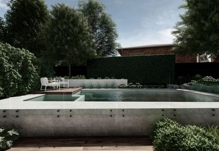 Raised pool surrounded by gardenscape designed by MINT landscape design for Sky Architect Studios in Camberwell