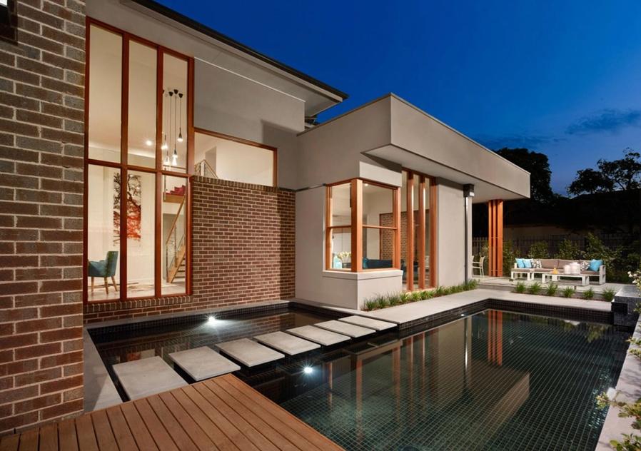  House and pool backyard landscape design in Camberwell Melbourne