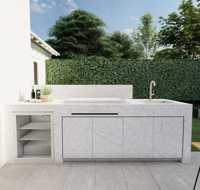 Modern outdoor kitchen made with Dekton stone from Cosentino