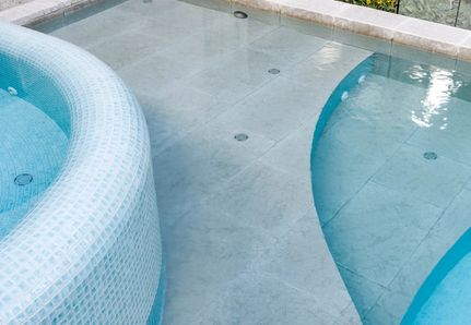 Curved shape of pool and spa