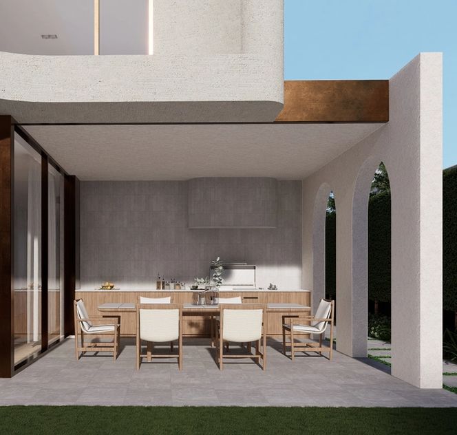 Outdoor kitchen design in modern luxury home