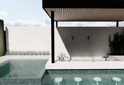 Pool design with a swim up pool bar