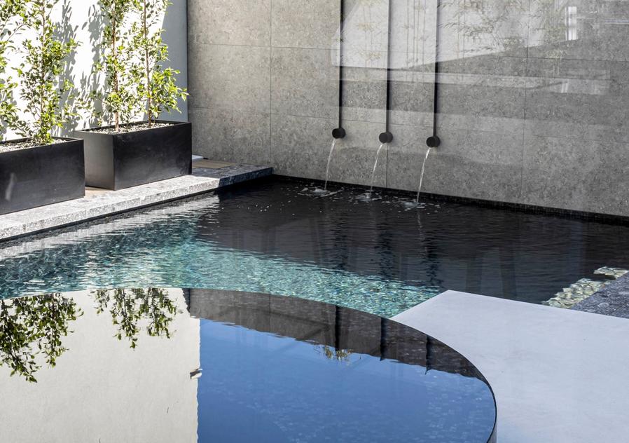 Pool, spa and water spouts landscape design in Williamstown Melbourne