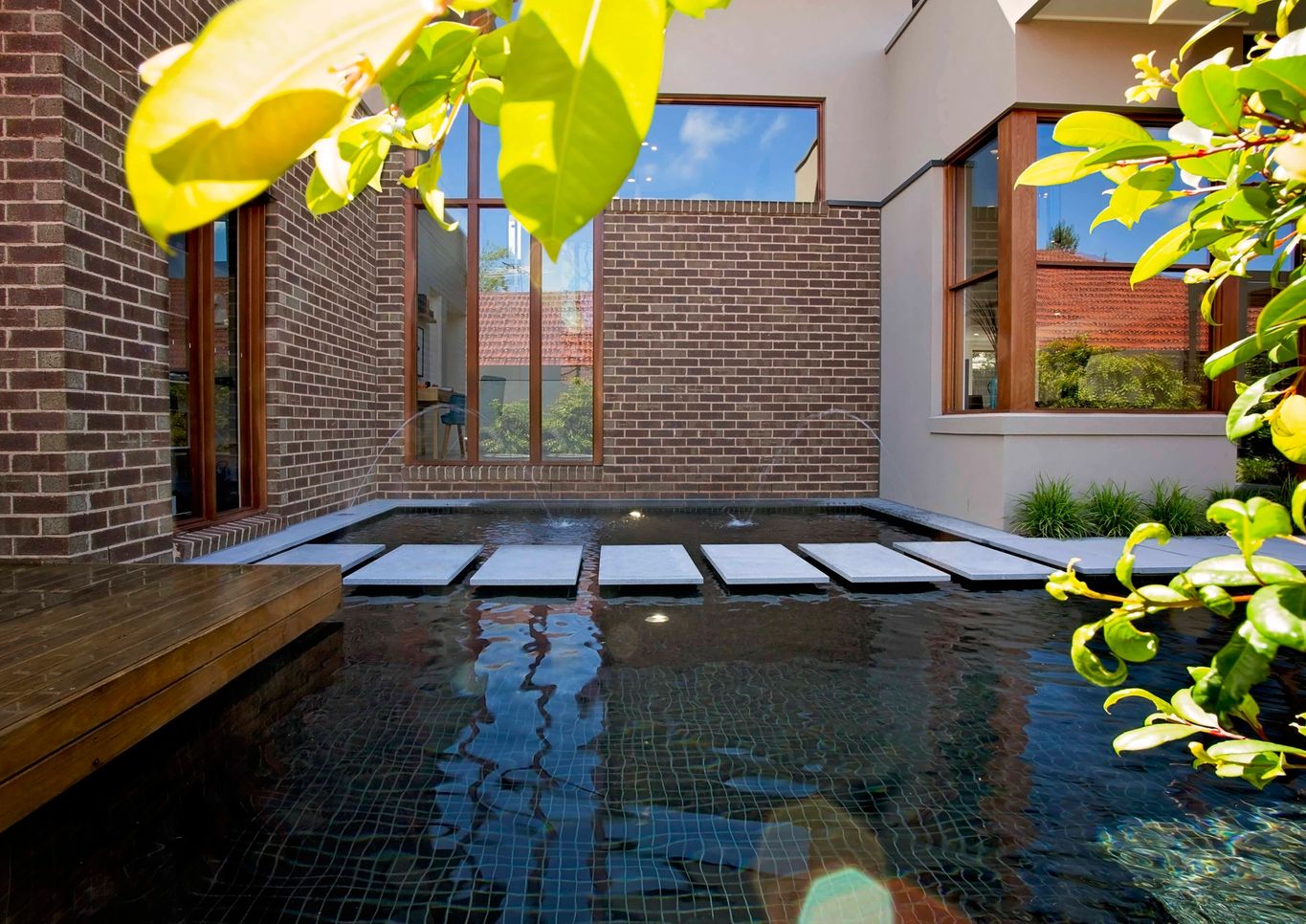 dark pool with steppers landscape design in Camberwell Melbourne
