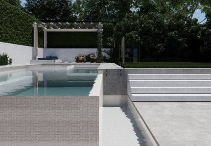 Infinity edge rectangular pool shape by Mint Design