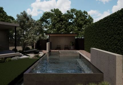 Backyard design featuring an infinity edge pool