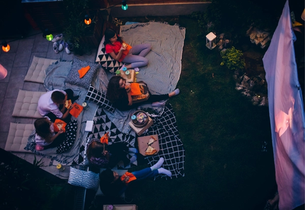 Outdoor cinema set-up at home