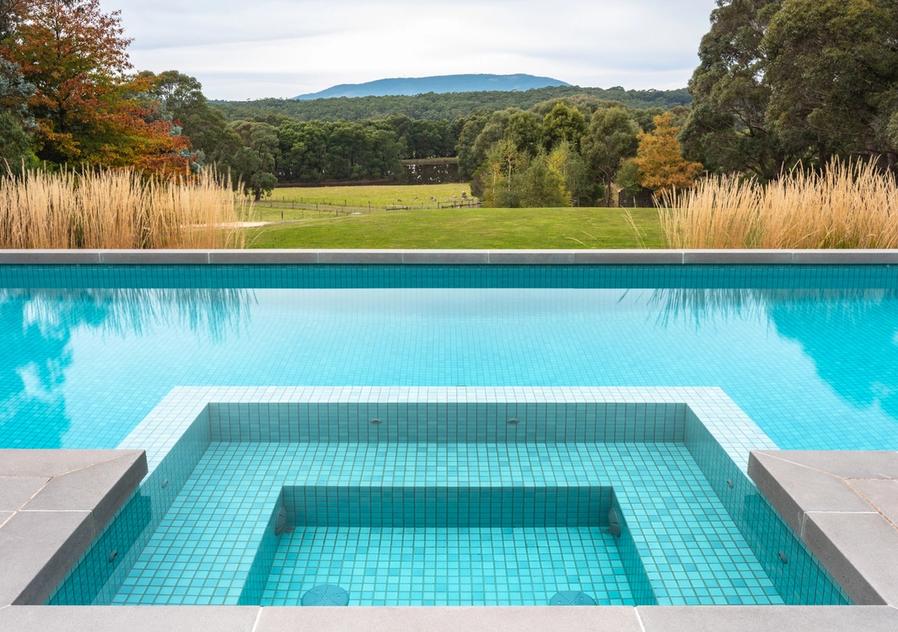 Pool and spa overlooking the Macedon Ranges