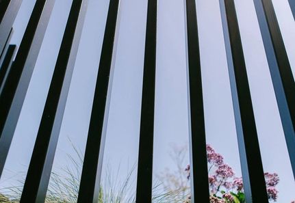 Custom black steel pool fencing landscape architecture and garden design