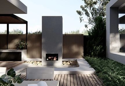 Outdoor built in fire place Landscape design by Mint Design in Williamstown, Victoria 