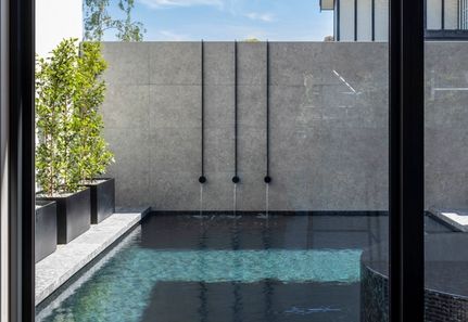 Looking from inside to the pool areas Landscape design architecture pool and spa in Keilor melbourne 