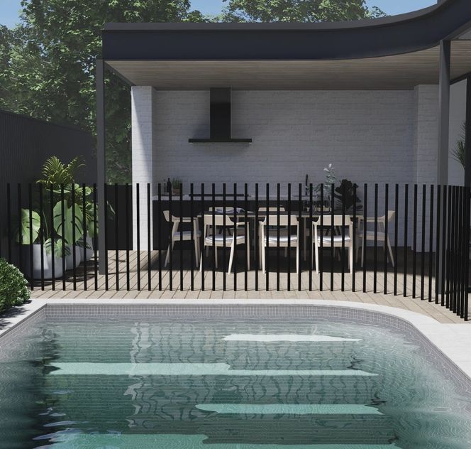 Curved pool design on Inform House in Moonee Ponds, Melbourne 