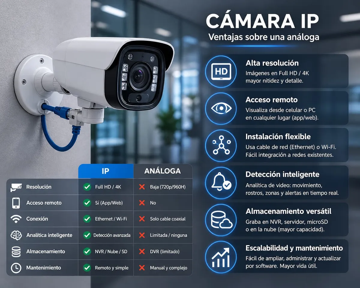 ¿Cuáles son las ventajas de una cámara IP?