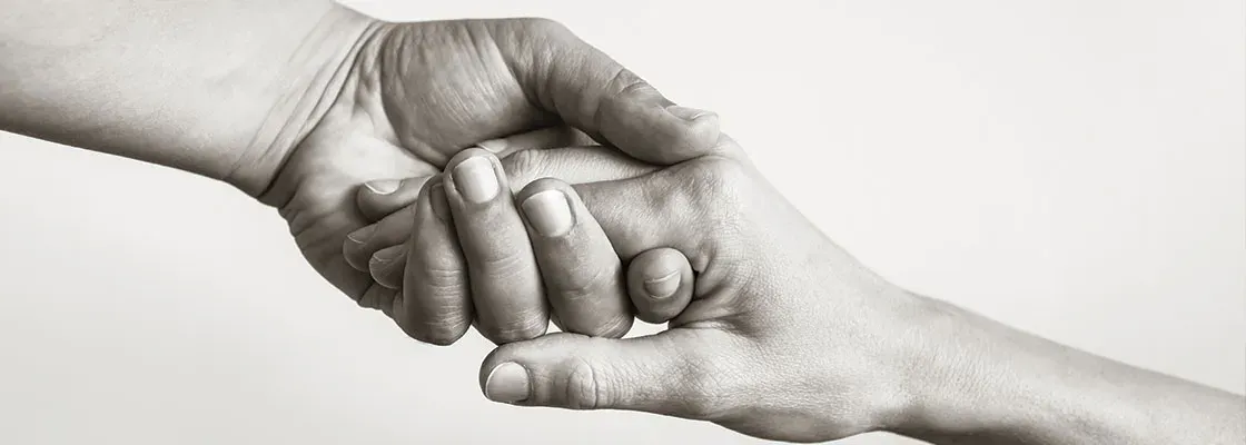 Hand hold, helping up