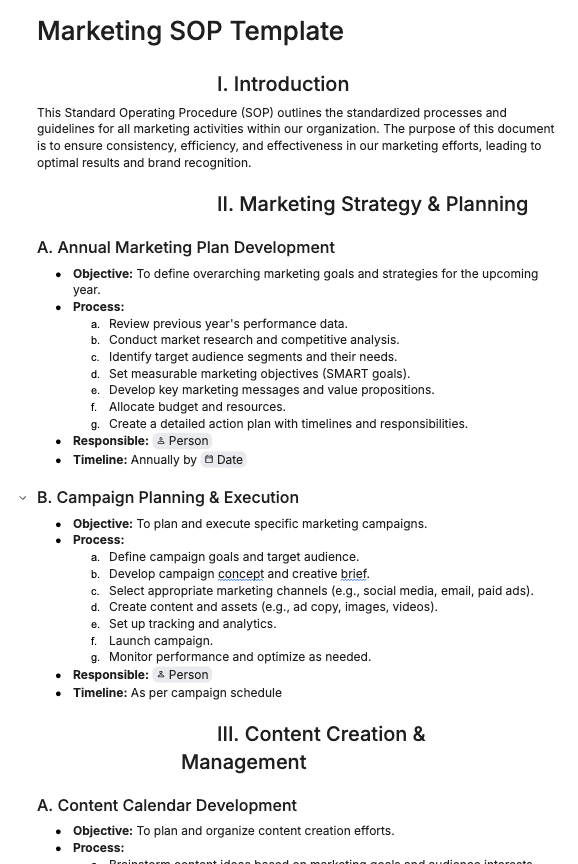 Marketing SOP