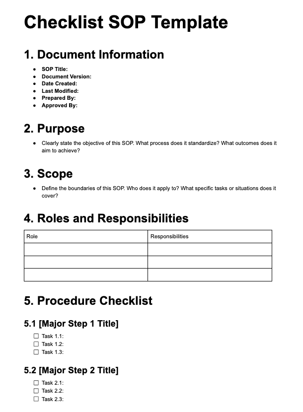 Checklist SOP Template