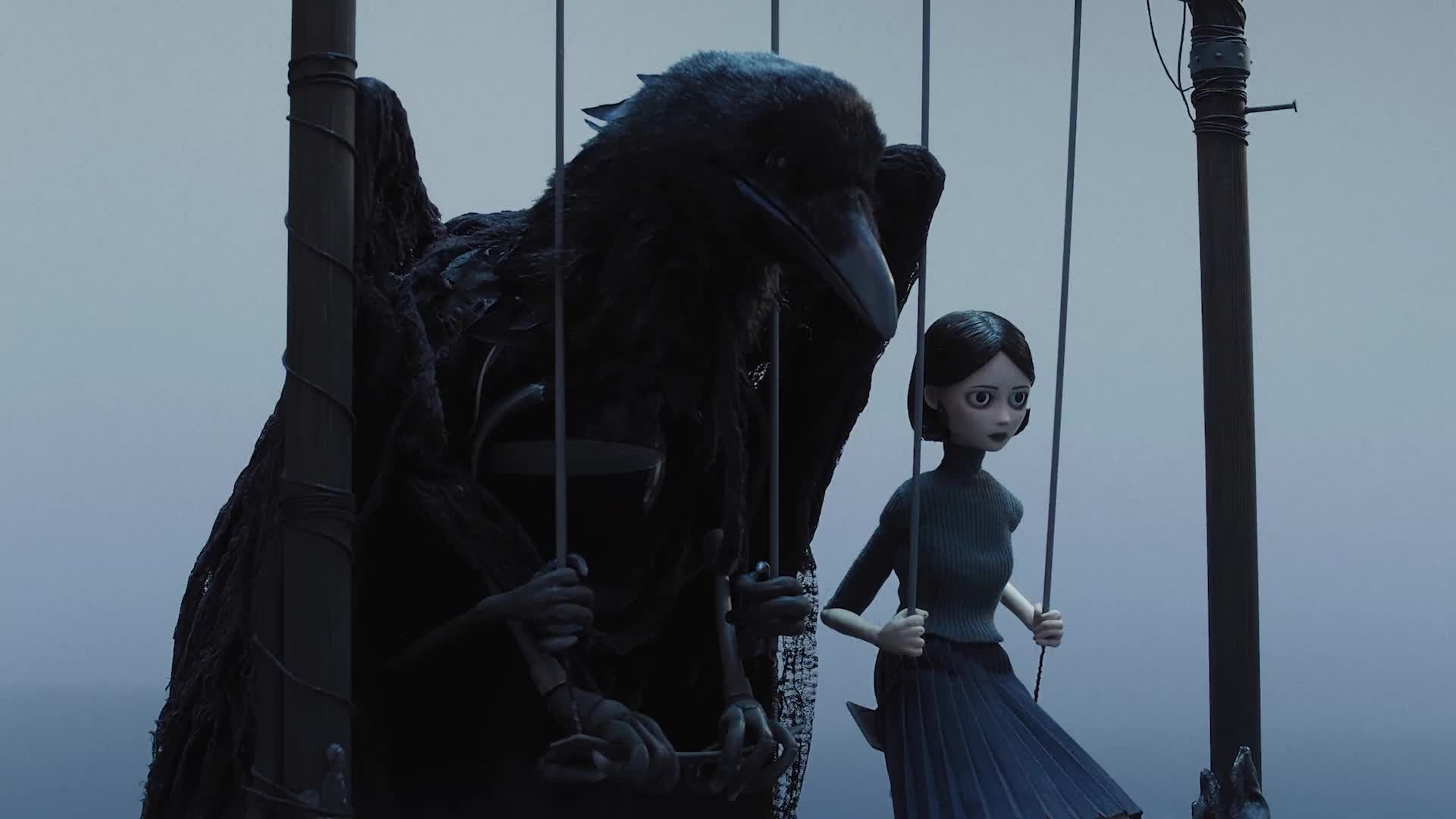 Claymation doll on swings