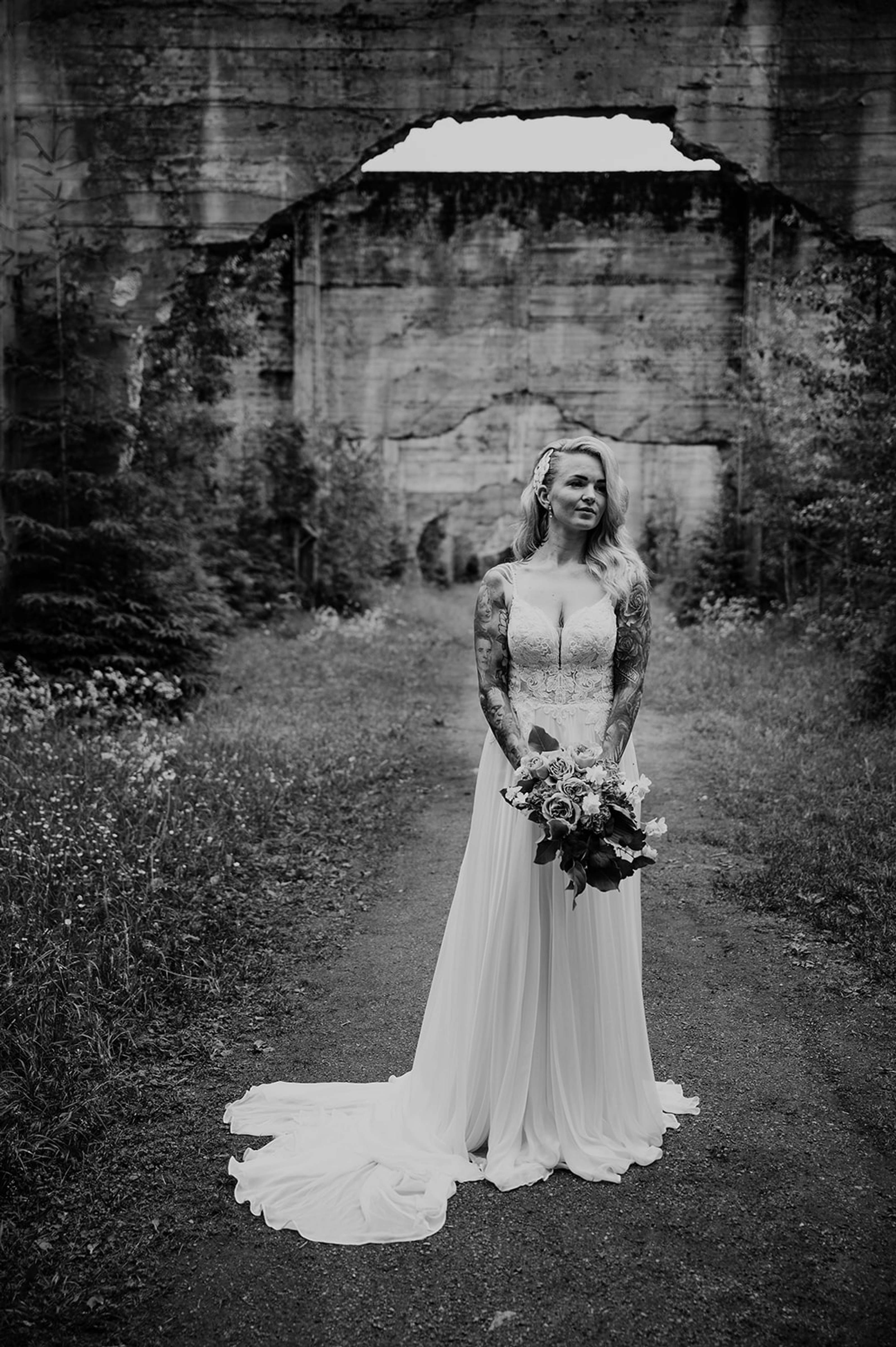 Brud med brudebukett