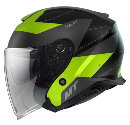 Casca Open-Face MT Thunder 3 SV Jet Cooper A3 galben fluor mat