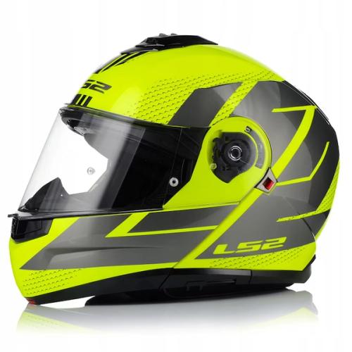 Casca moto modulara LS2 FF908 Strobe 2 galben fluo pinlock inlus