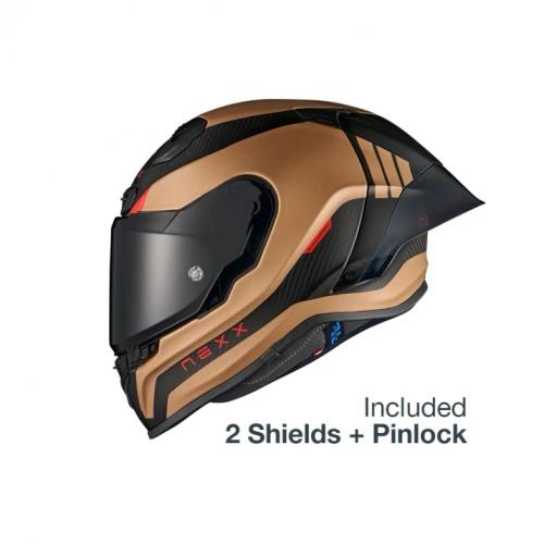 Casca moto NEXX X.R3R Apex Carbon Gold (pinlock inclus + viziera cadou)