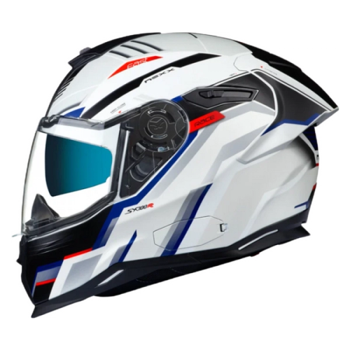 Casca moto NEXX SX.100R Gridline Alb-Albastru MT