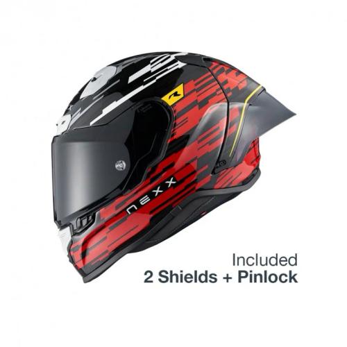 Casca moto NEXX X.R3R CARBON Glitch Racer Red White (pinlock inclus)